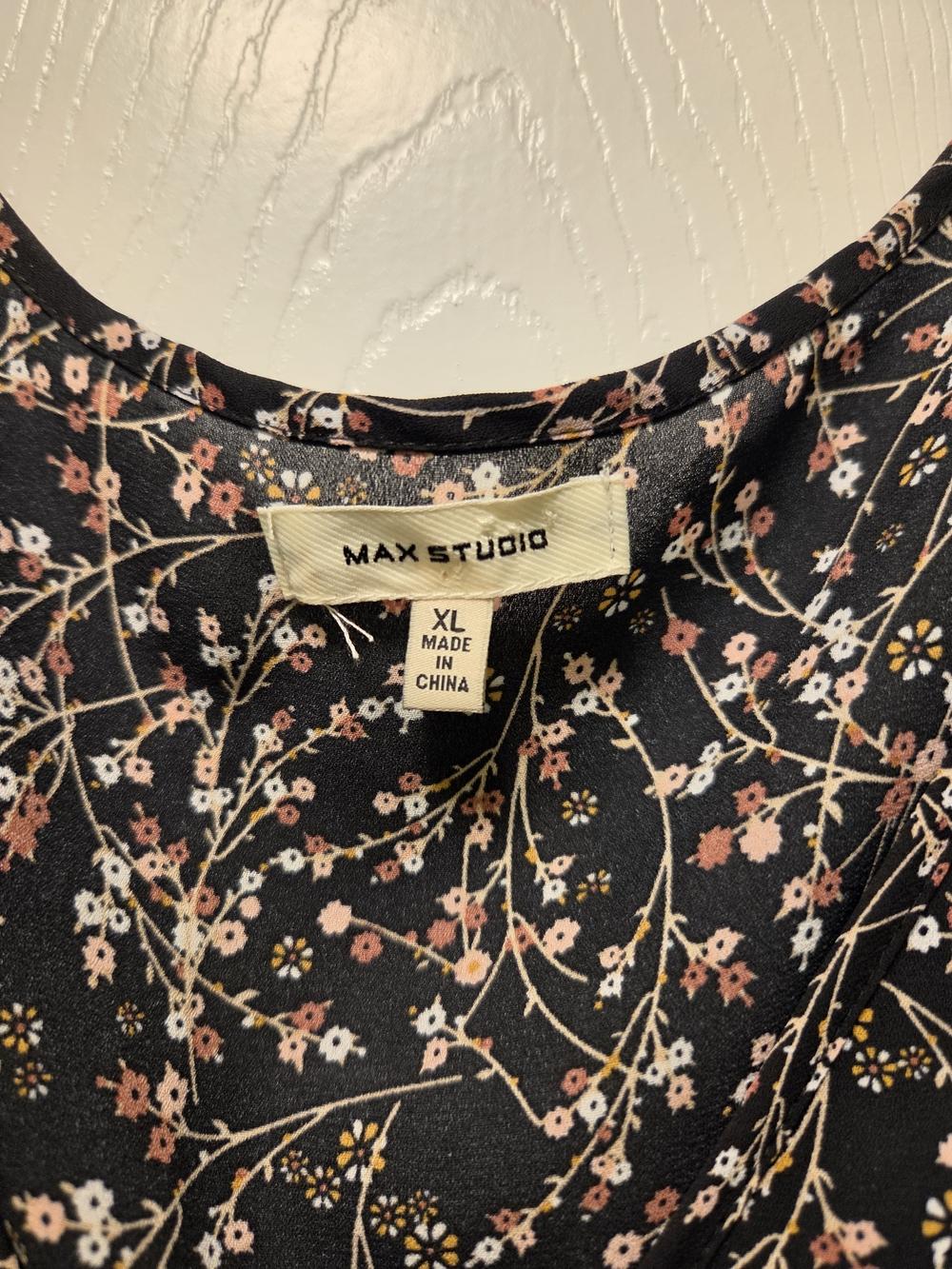 Max Studio Black Floral Midi Dress with Pink Accents - Picture 3 of 3